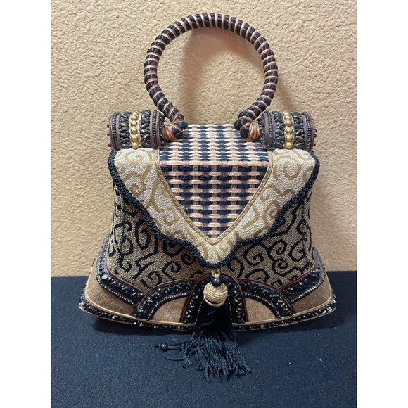 Mary Frances Handbags - Mary Frances Vintage Handbag Tan, Brown and Black Multi Pattern